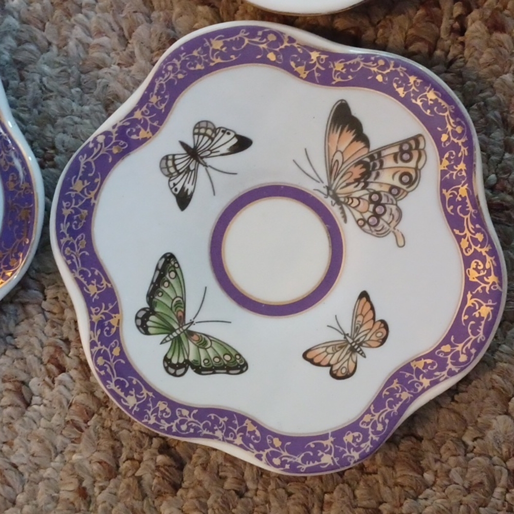 Elite 9 Piece porcelain tea set with butterfly candles and decor (NWOT) - Picture 5 of 7